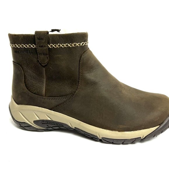 Merrell Womens Encore 4 Bluff Zip Polar Waterproof Boot Brown Size 8 M
